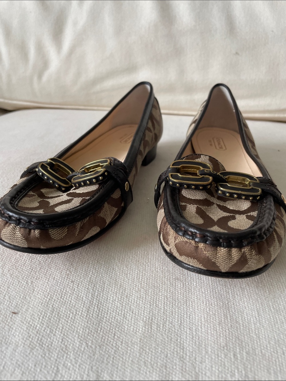 Coach Brown Signature Canvas Bit Loafers with Gold Hardware - Picture 3 of 7